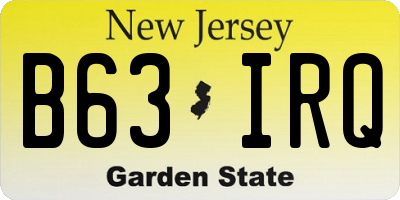 NJ license plate B63IRQ