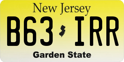 NJ license plate B63IRR