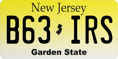 NJ license plate B63IRS