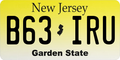 NJ license plate B63IRU