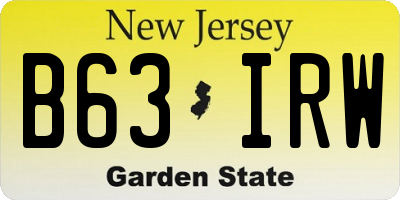 NJ license plate B63IRW