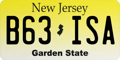 NJ license plate B63ISA
