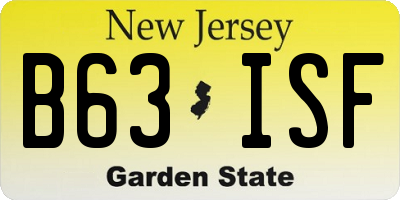NJ license plate B63ISF