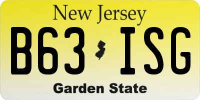 NJ license plate B63ISG