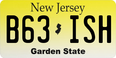 NJ license plate B63ISH