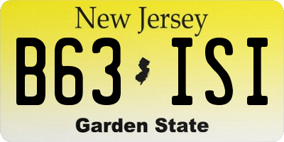 NJ license plate B63ISI