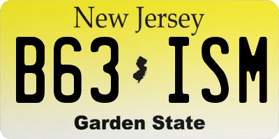 NJ license plate B63ISM