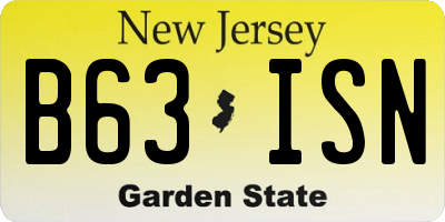NJ license plate B63ISN