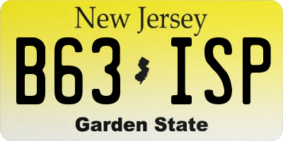 NJ license plate B63ISP