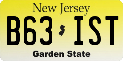 NJ license plate B63IST