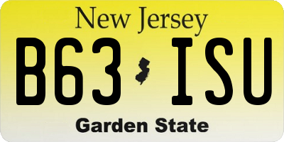 NJ license plate B63ISU