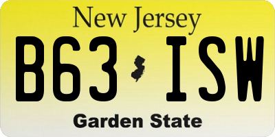 NJ license plate B63ISW