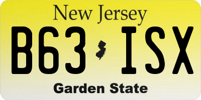 NJ license plate B63ISX