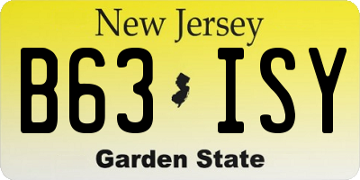 NJ license plate B63ISY