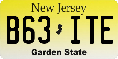 NJ license plate B63ITE