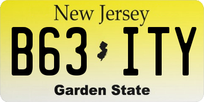 NJ license plate B63ITY