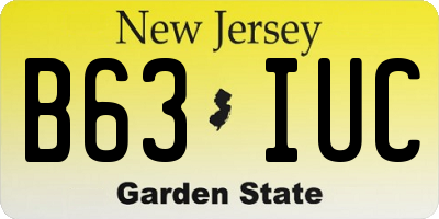 NJ license plate B63IUC