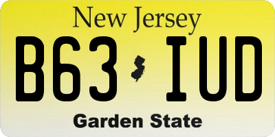 NJ license plate B63IUD