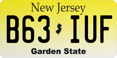 NJ license plate B63IUF