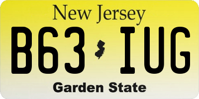 NJ license plate B63IUG