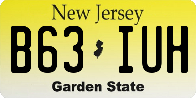 NJ license plate B63IUH