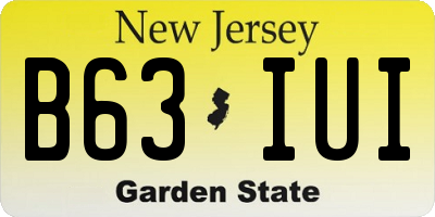 NJ license plate B63IUI