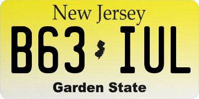 NJ license plate B63IUL