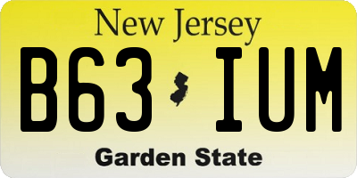 NJ license plate B63IUM