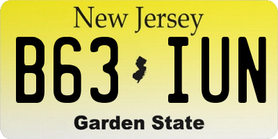 NJ license plate B63IUN