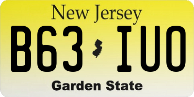 NJ license plate B63IUO