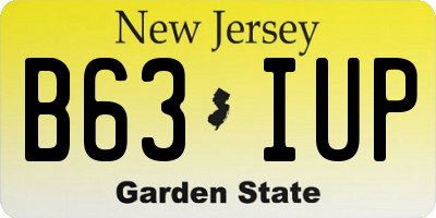 NJ license plate B63IUP