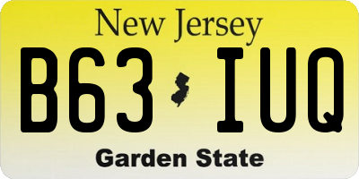 NJ license plate B63IUQ