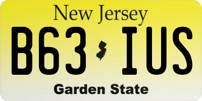 NJ license plate B63IUS