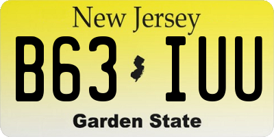 NJ license plate B63IUU