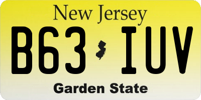 NJ license plate B63IUV