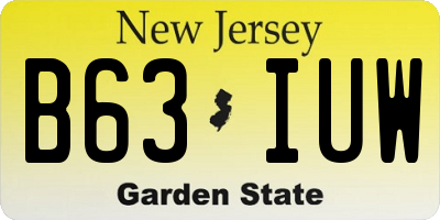 NJ license plate B63IUW
