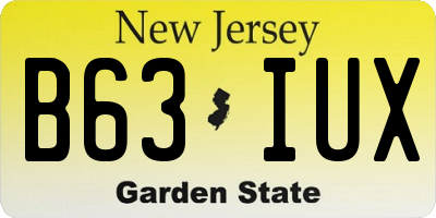 NJ license plate B63IUX