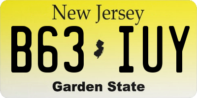 NJ license plate B63IUY
