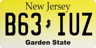 NJ license plate B63IUZ