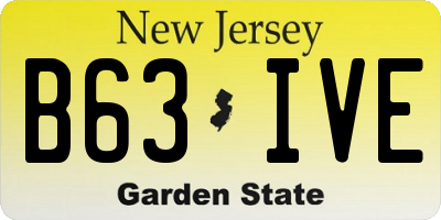 NJ license plate B63IVE
