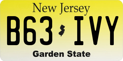 NJ license plate B63IVY