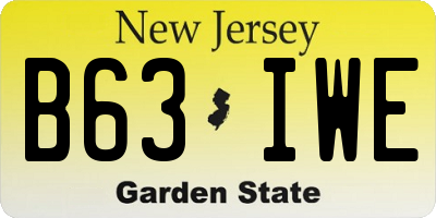 NJ license plate B63IWE