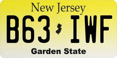 NJ license plate B63IWF