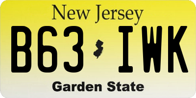 NJ license plate B63IWK