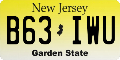 NJ license plate B63IWU