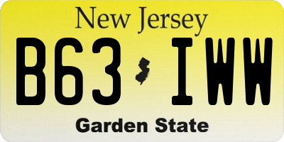NJ license plate B63IWW