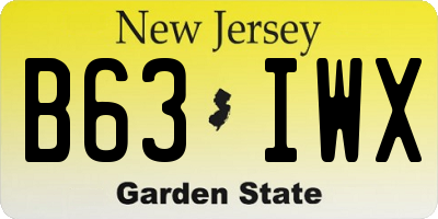 NJ license plate B63IWX