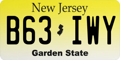 NJ license plate B63IWY