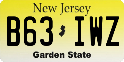 NJ license plate B63IWZ