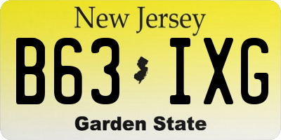 NJ license plate B63IXG